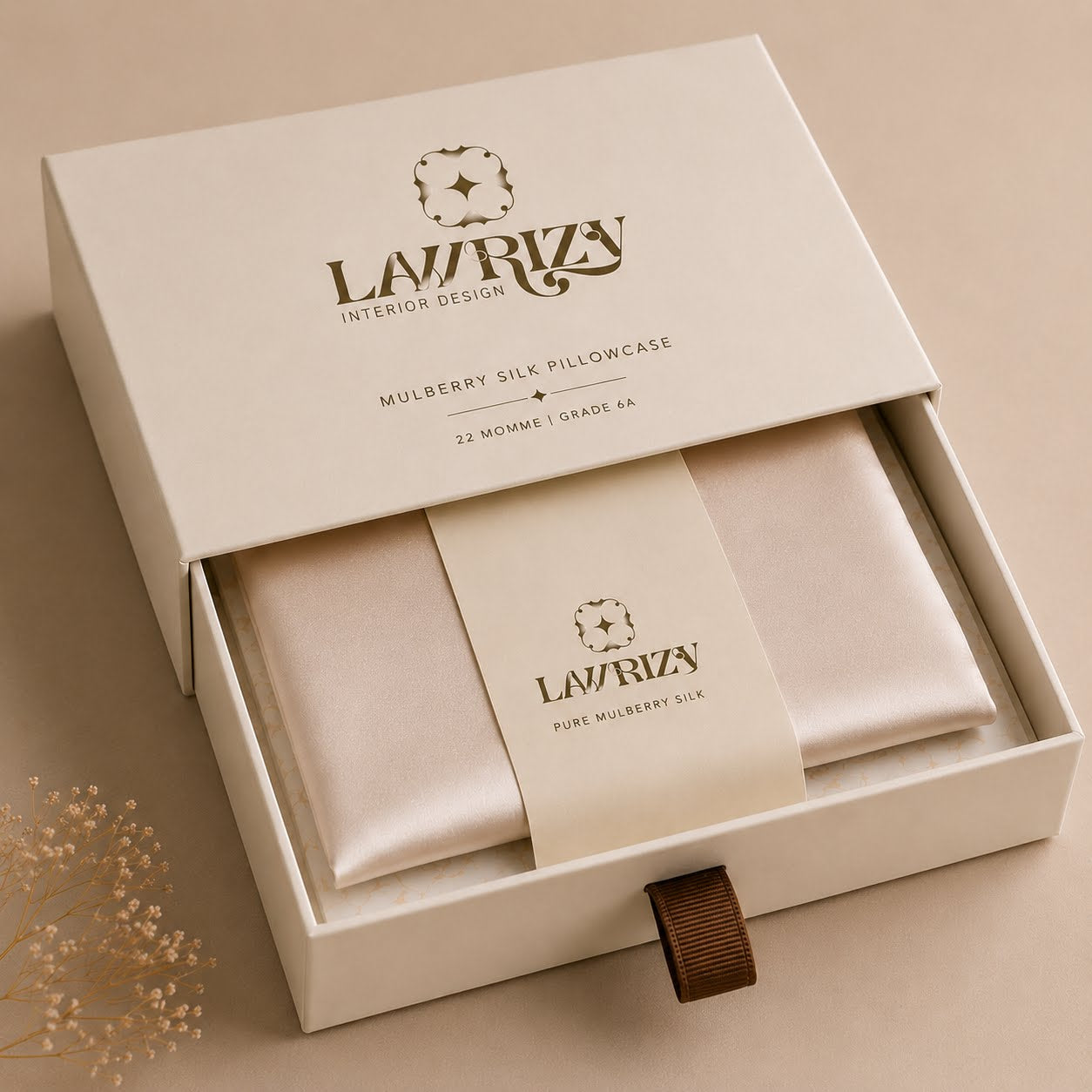 Taie d'oreiller en soie de mûrier — 100% Soie 22 Momme | Lawrizy — Champagne