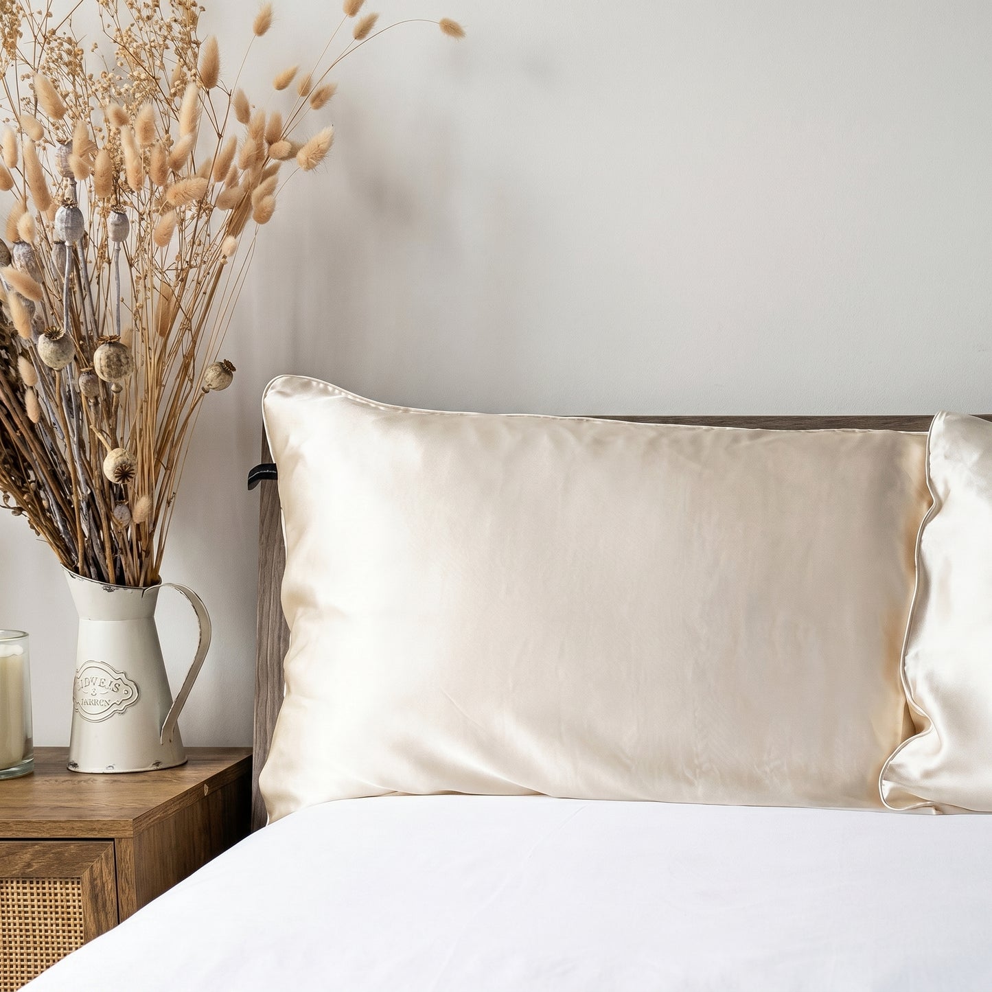 Taie d'oreiller en soie de mûrier — 100% Soie 22 Momme | Lawrizy — Crème
