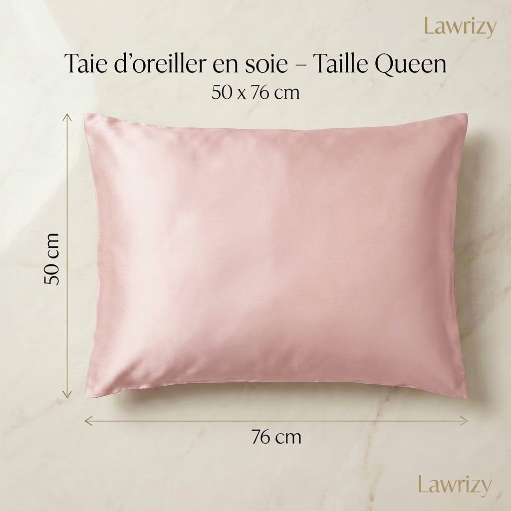 Taie d'oreiller en soie de mûrier — 100% Soie 22 Momme | Lawrizy — Rose lotus