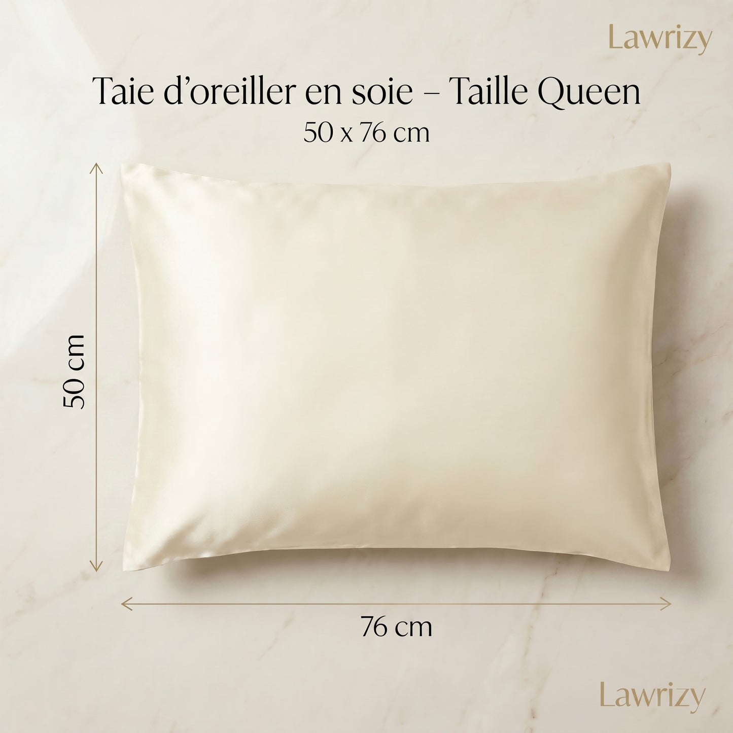Taie d'oreiller en soie de mûrier — 100% Soie 22 Momme | Lawrizy — Crème