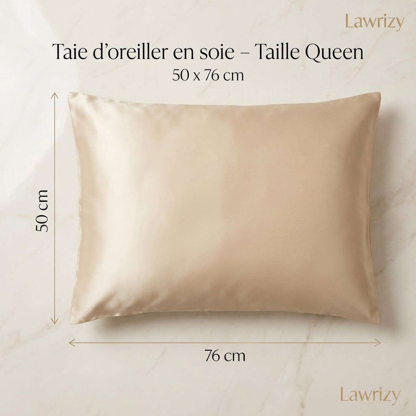 Taie d'oreiller en soie de mûrier — 100% Soie 22 Momme | Lawrizy — Champagne